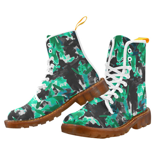 psychedelic vintage camouflage painting texture abstract in green and black Martin Boots For Men Model 1203H