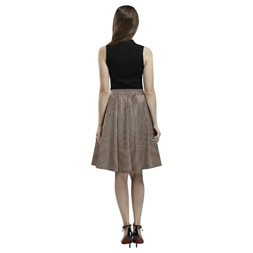 Saia mandala marrom Melete Pleated Midi Skirt (Model D15)