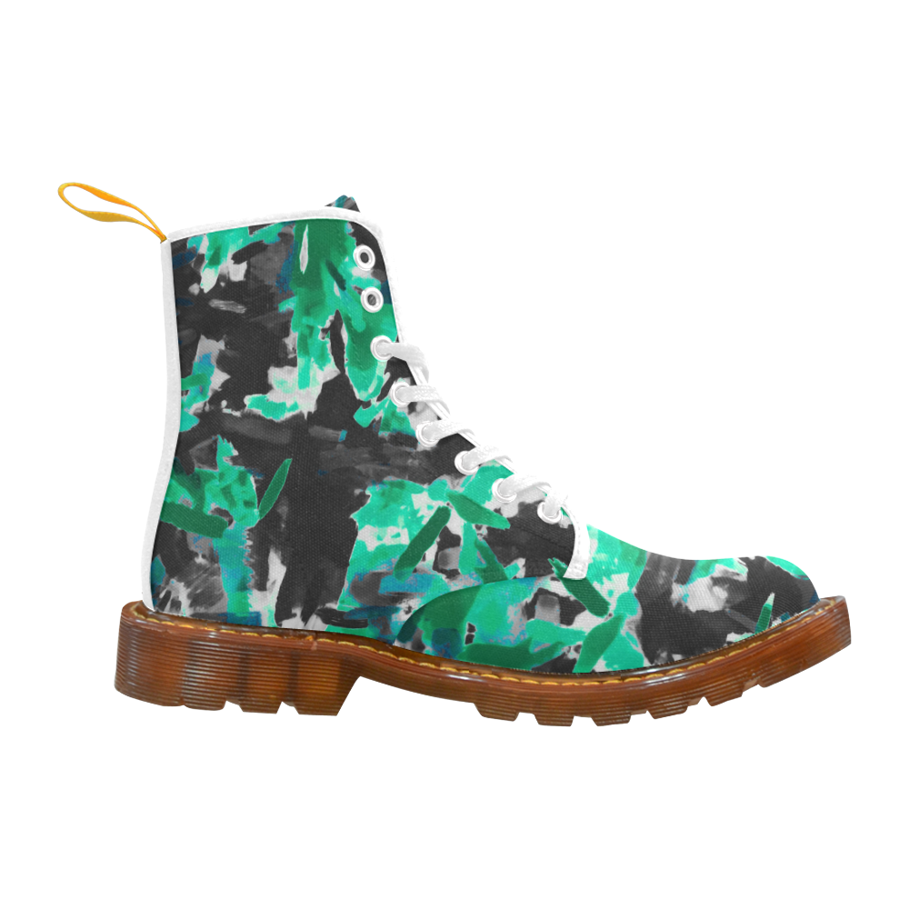 psychedelic vintage camouflage painting texture abstract in green and black Martin Boots For Men Model 1203H