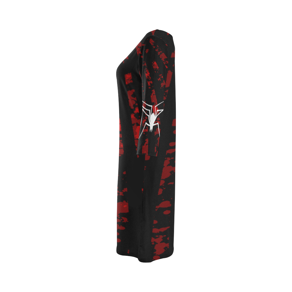 Blood Spider Pleated Look Gothic Round Collar Dress (D22)