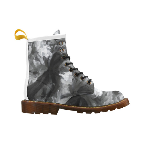 camouflage abstract painting texture background in black and white High Grade PU Leather Martin Boots For Men Model 402H