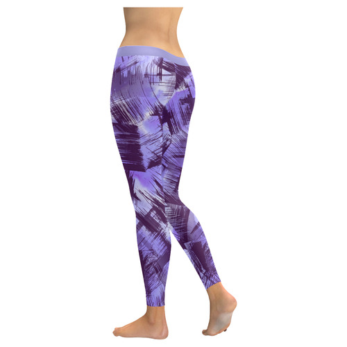 Purple Paint Strokes Women's Low Rise Leggings (Invisible Stitch) (Model L05)