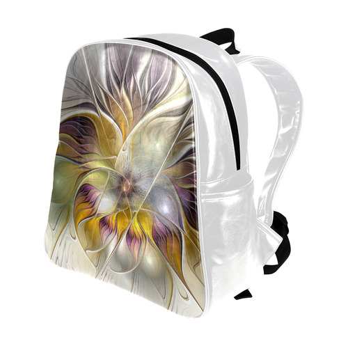 Abstract Colorful Fantasy Flower Modern Fractal Multi-Pockets Backpack (Model 1636)