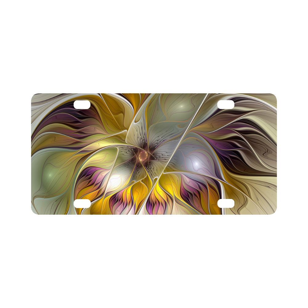 Abstract Colorful Fantasy Flower Modern Fractal Classic License Plate