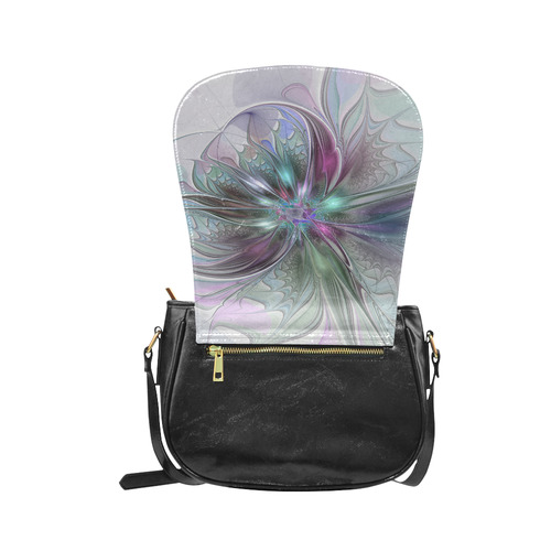 Colorful Fantasy Abstract Modern Fractal Flower Classic Saddle Bag/Small (Model 1648)
