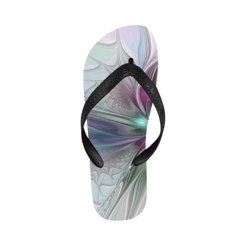 Colorful Fantasy Abstract Modern Fractal Flower Flip Flops for Men/Women (Model 040)