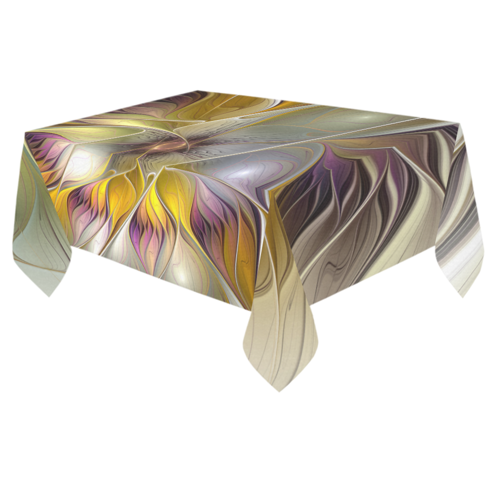 Abstract Colorful Fantasy Flower Modern Fractal Cotton Linen Tablecloth 60"x 84"