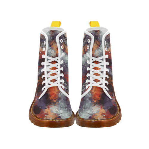 psychedelic geometric polygon shape pattern abstract in orange brown red black Martin Boots For Women Model 1203H