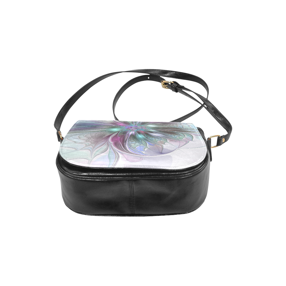 Colorful Fantasy Abstract Modern Fractal Flower Classic Saddle Bag/Small (Model 1648)