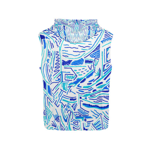 Chaos in Blue All Over Print Sleeveless Hoodie for Women (Model H15)