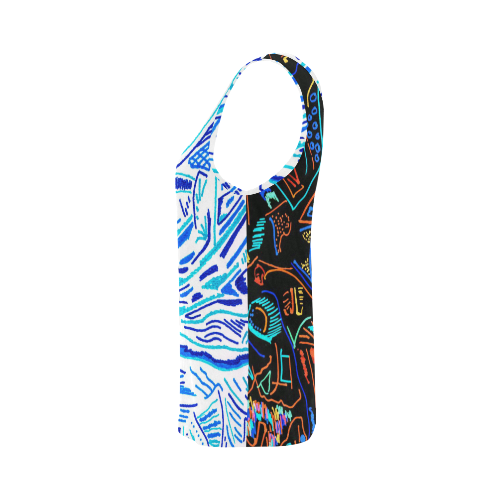 Chaos in Blue w/Chaos in Black Back All Over Print Tank Top for Women (Model T43)