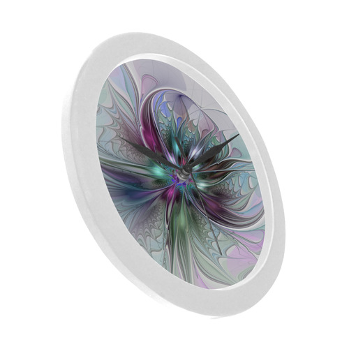 Colorful Fantasy Abstract Modern Fractal Flower Circular Plastic Wall clock
