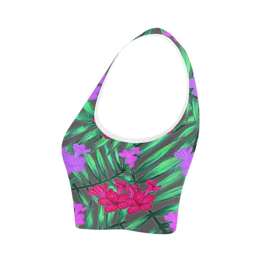 Tropic Flowers Women's Crop Top (Model T42)