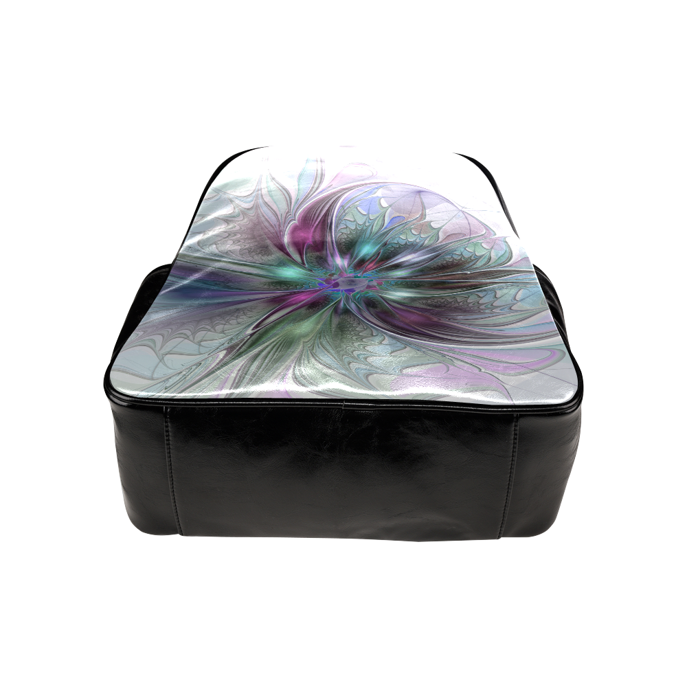 Colorful Fantasy Abstract Modern Fractal Flower Multi-Pockets Backpack (Model 1636)