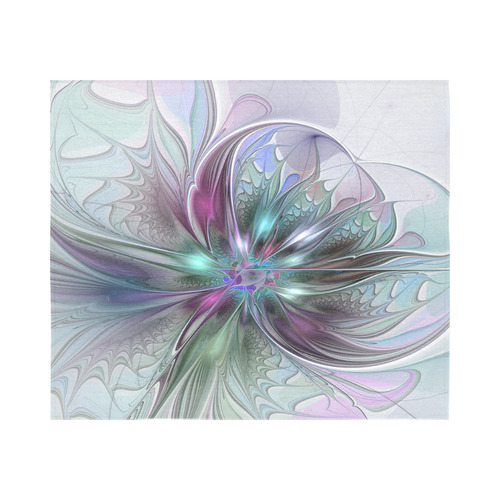 Colorful Fantasy Abstract Modern Fractal Flower Cotton Linen Wall Tapestry 60"x 51"