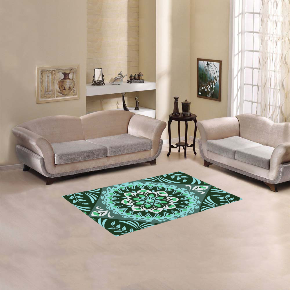 Turquoise Tulip Mandala Area Rug 2'7"x 1'8‘’