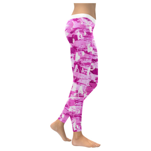 Pink Grunge Love Women's Low Rise Leggings (Invisible Stitch) (Model L05)