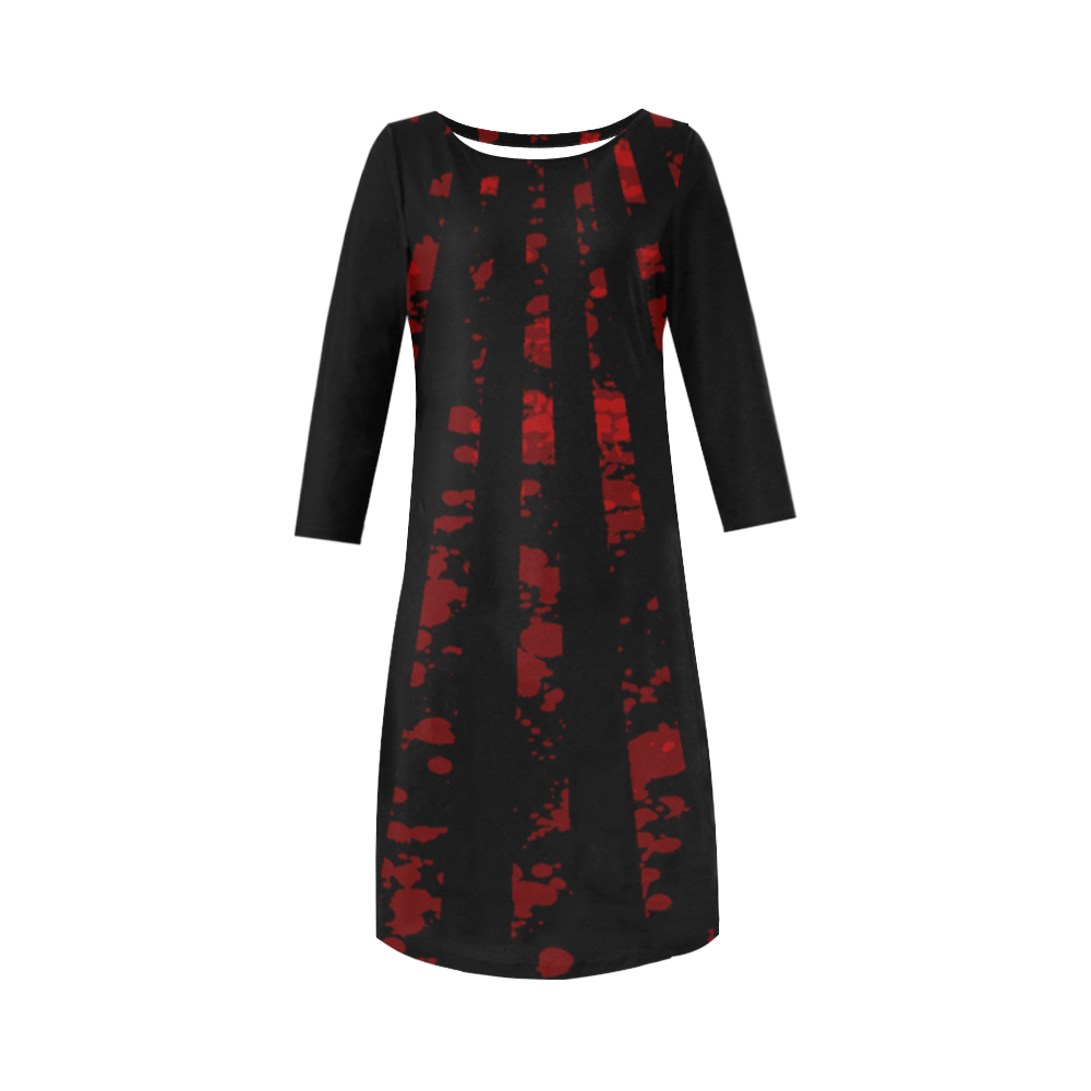 Abstract Red Stripe Gothic Print Round Collar Dress (D22)