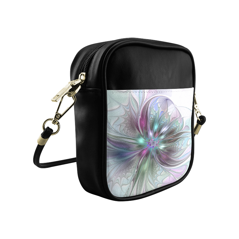 Colorful Fantasy Abstract Modern Fractal Flower Sling Bag (Model 1627)