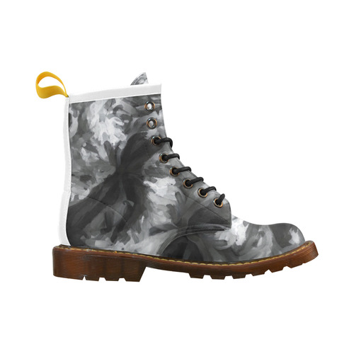 camouflage abstract painting texture background in black and white High Grade PU Leather Martin Boots For Women Model 402H