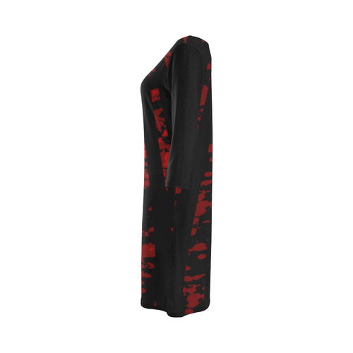 Abstract Red Stripe Gothic Print Round Collar Dress (D22)