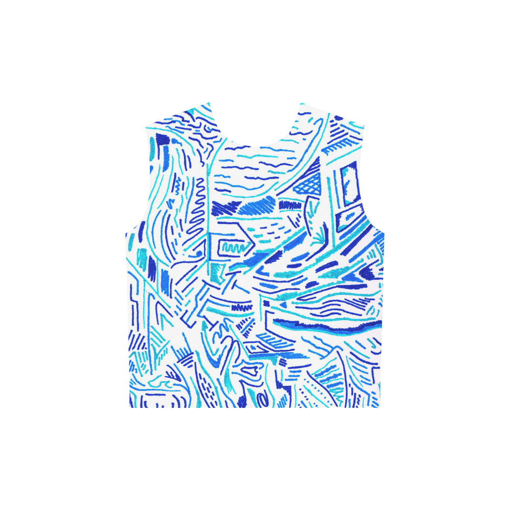 Chaos in Blue All Over Print Sleeveless Hoodie for Women (Model H15)