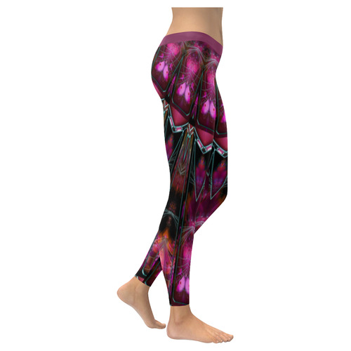 Pink Vortex Women's Low Rise Leggings (Invisible Stitch) (Model L05)