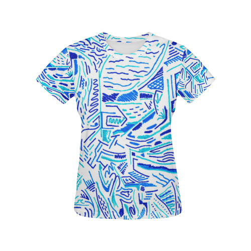Chaos in Blue All Over Print T-Shirt for Women (USA Size) (Model T40)