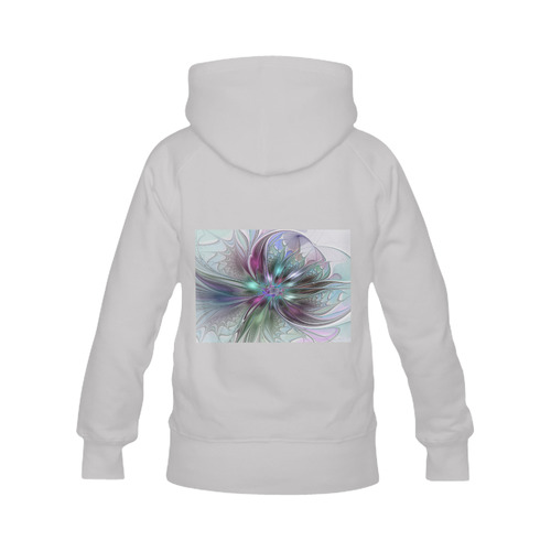 Colorful Fantasy Abstract Modern Fractal Flower Women's Classic Hoodies (Model H07)