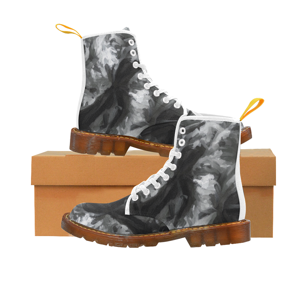 camouflage abstract painting texture background in black and white Martin Boots For Men Model 1203H