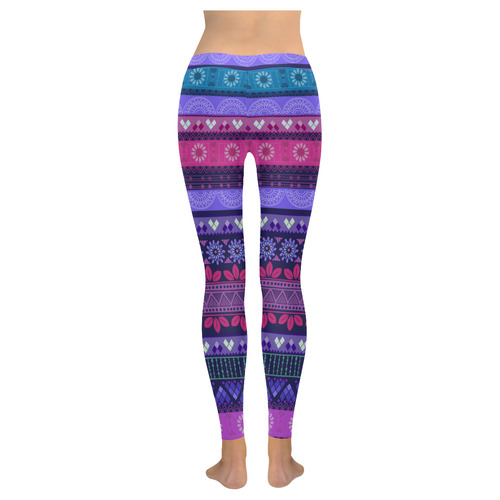 Cute Girls Tribal Pattern Women's Low Rise Leggings (Invisible Stitch) (Model L05)