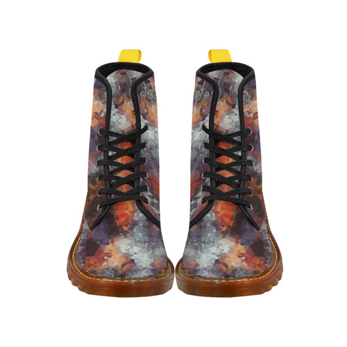 psychedelic geometric polygon shape pattern abstract in orange brown red black Martin Boots For Men Model 1203H