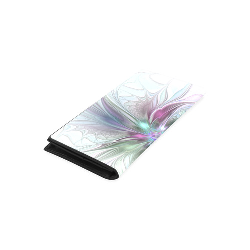 Colorful Fantasy Abstract Modern Fractal Flower Women's Leather Wallet (Model 1611)