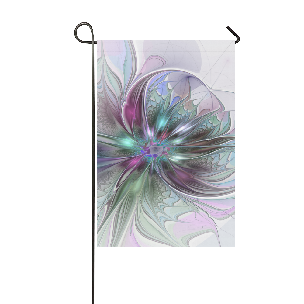 Colorful Fantasy Abstract Modern Fractal Flower Garden Flag 12‘’x18‘’（Without Flagpole）