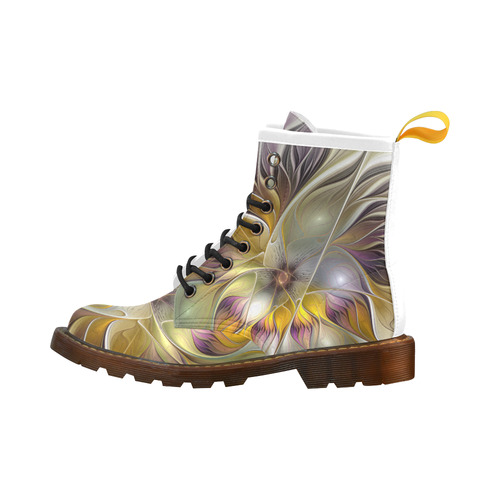 Abstract Colorful Fantasy Flower Modern Fractal High Grade PU Leather Martin Boots For Women Model 402H