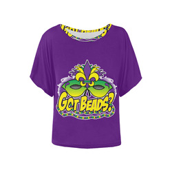 Beaded Blue Nouveau Women's Batwing-Sleeved Blouse T shirt main image 1
