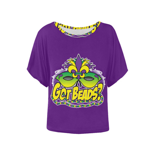 Got Beads? purple Women's Batwing-Sleeved Blouse T shirt (Model T44)