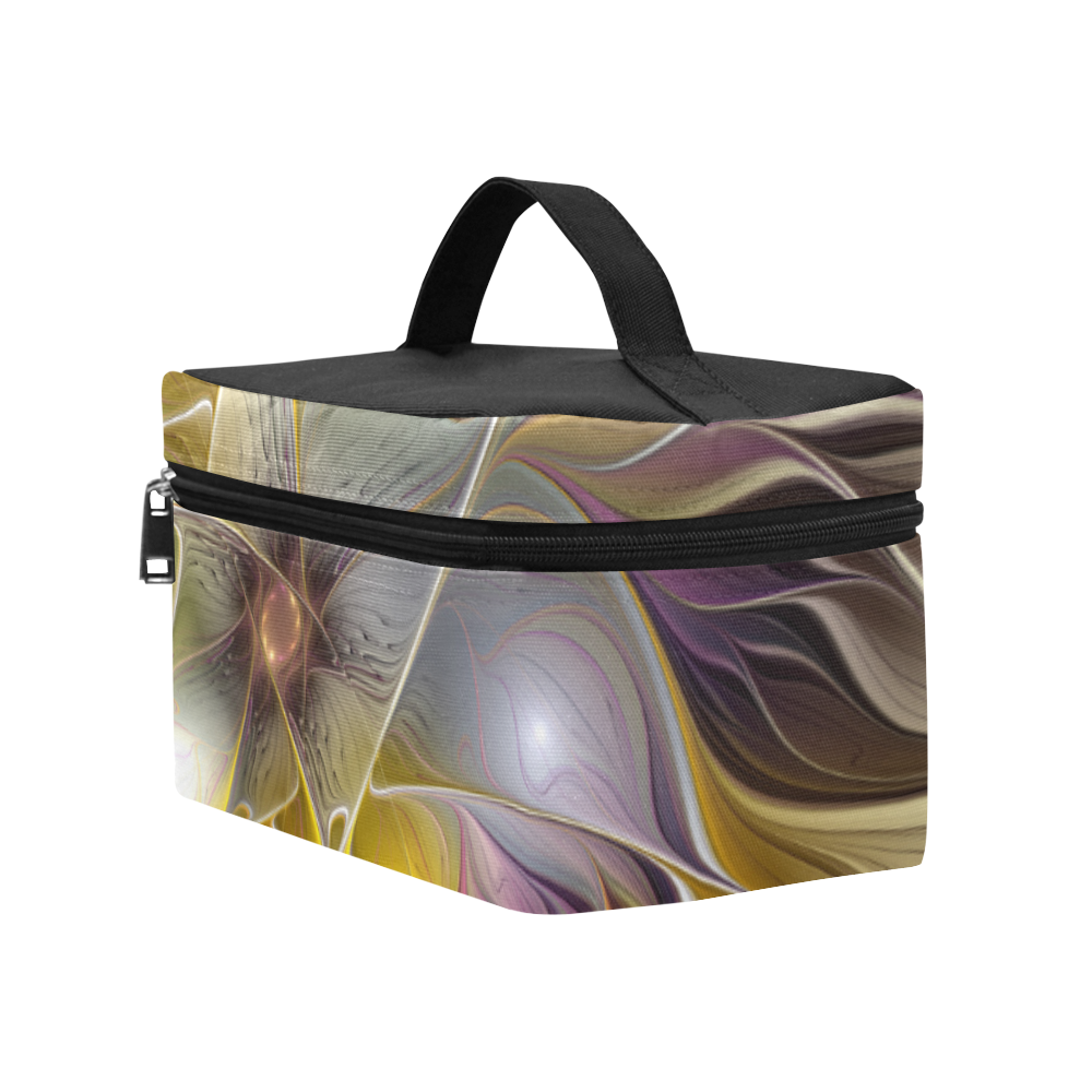 Abstract Colorful Fantasy Flower Modern Fractal Cosmetic Bag/Large (Model 1658)