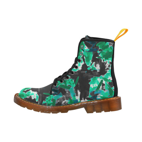 psychedelic vintage camouflage painting texture abstract in green and black Martin Boots For Men Model 1203H