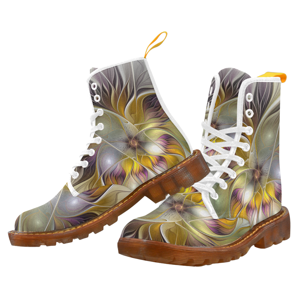Abstract Colorful Fantasy Flower Modern Fractal Martin Boots For Women Model 1203H