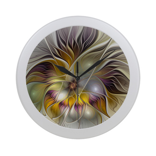 Abstract Colorful Fantasy Flower Modern Fractal Circular Plastic Wall clock
