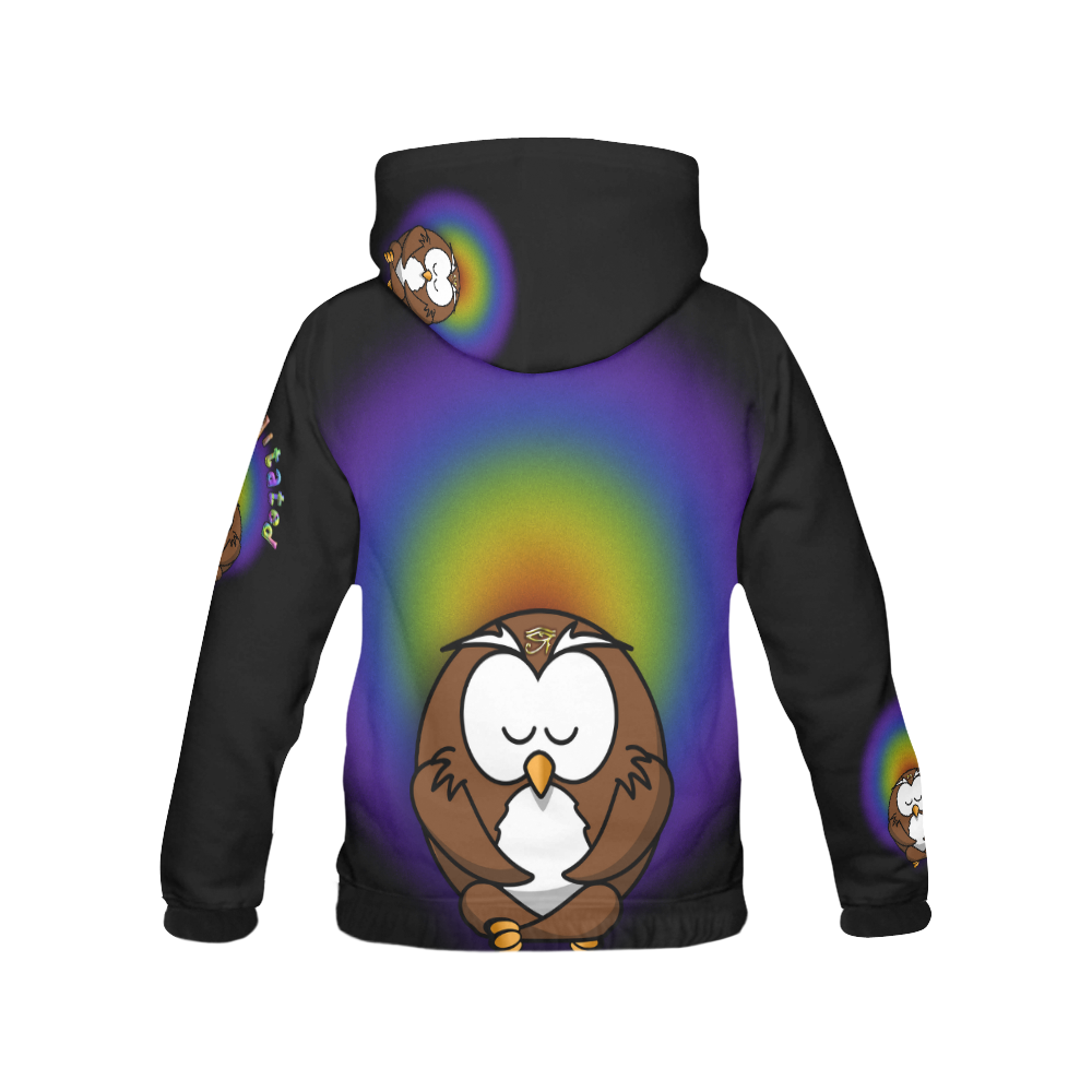 yogowl - heavily meditated All Over Print Hoodie for Women (USA Size) (Model H13)