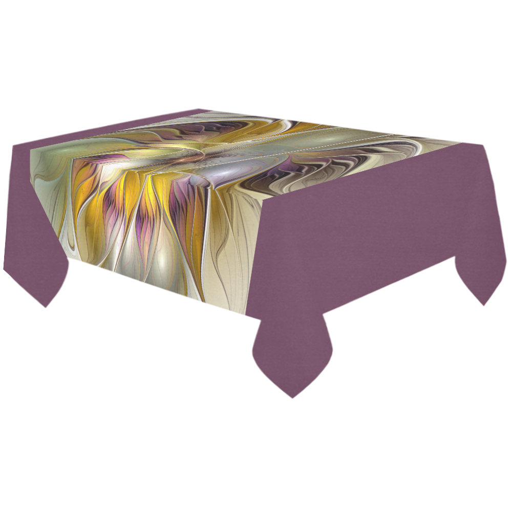 Abstract Colorful Fantasy Flower Modern Fractal Cotton Linen Tablecloth 60"x120"