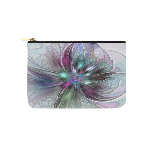 Colorful Fantasy Abstract Modern Fractal Flower Carry-All Pouch 9.5''x6''