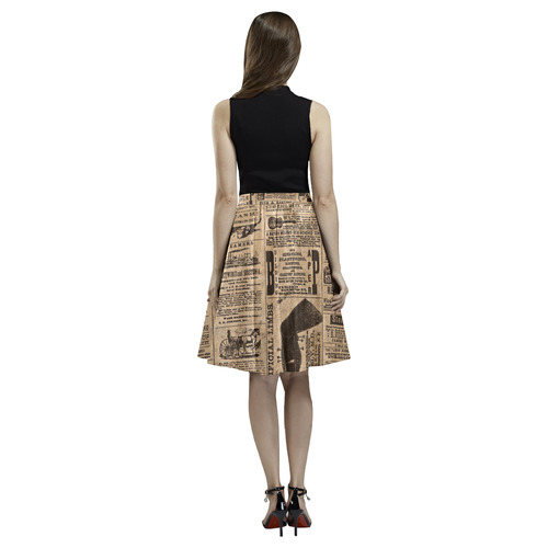 Saia jornal vintage Melete Pleated Midi Skirt (Model D15)