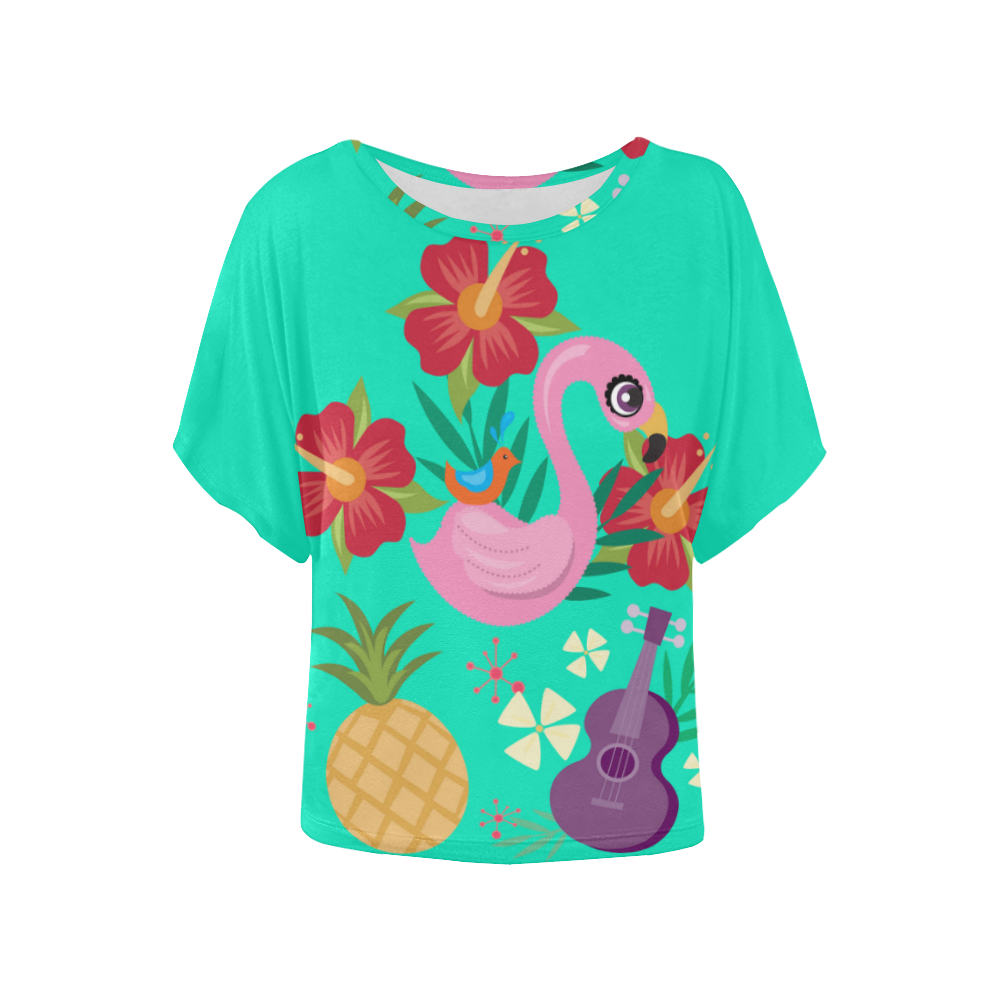 tropical designs Women's Batwing-Sleeved Blouse T shirt (Model T44)