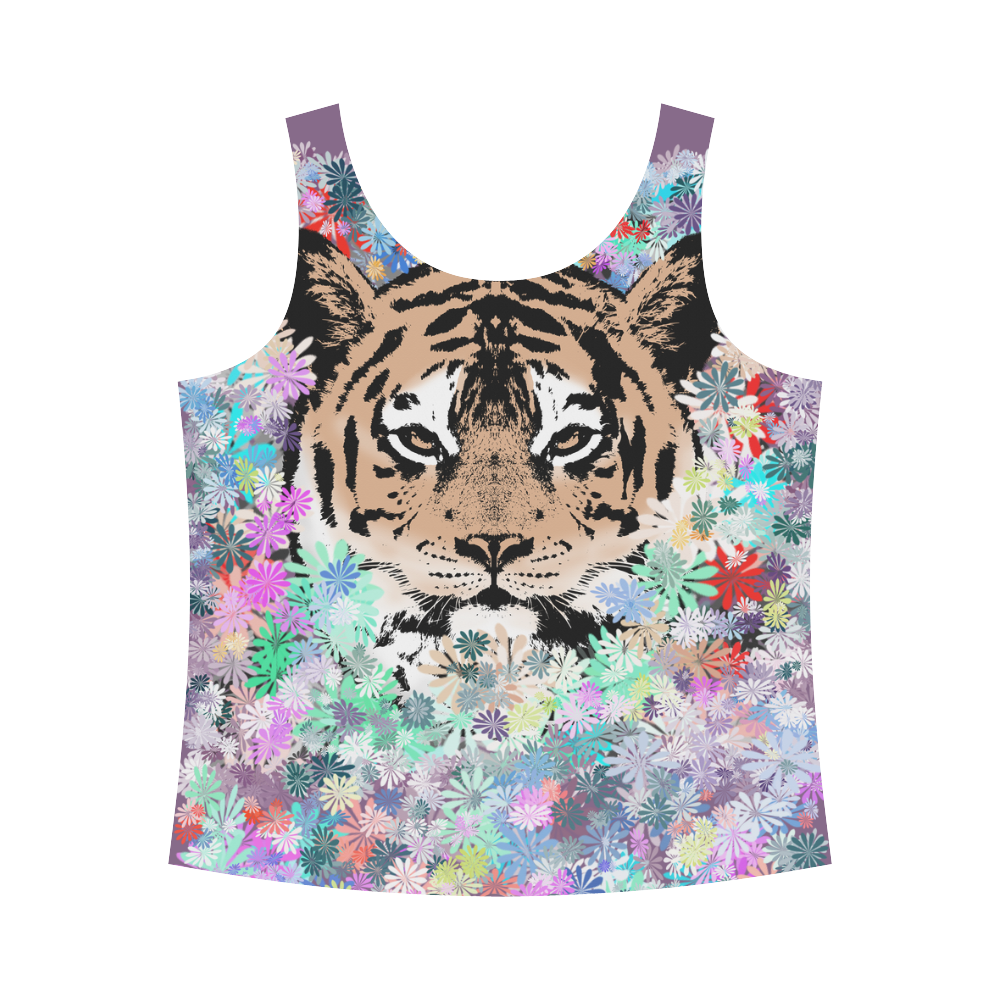 TIGER FLOWERS All Over Print Tank Top for Women (Model T43)
