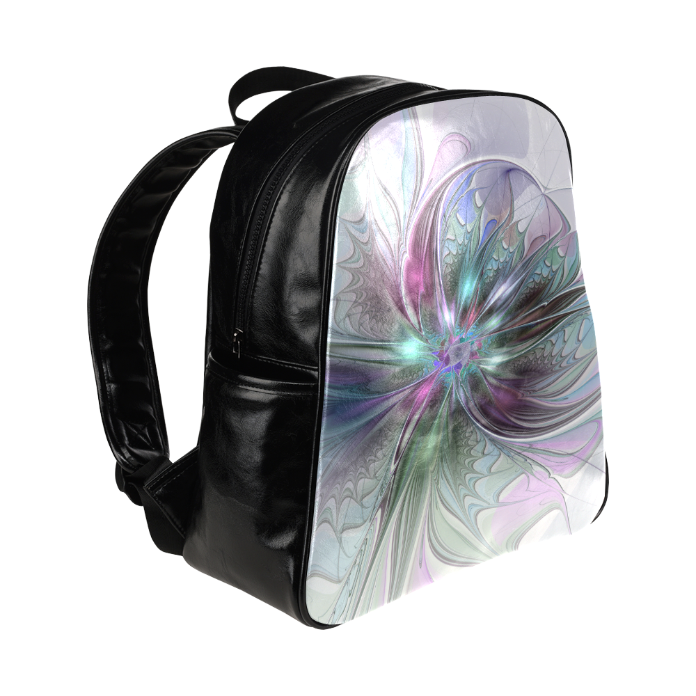 Colorful Fantasy Abstract Modern Fractal Flower Multi-Pockets Backpack (Model 1636)