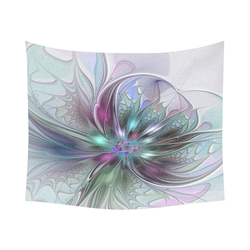 Colorful Fantasy Abstract Modern Fractal Flower Cotton Linen Wall Tapestry 60"x 51"