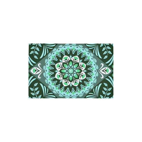 Turquoise Tulip Mandala Area Rug 2'7"x 1'8‘’